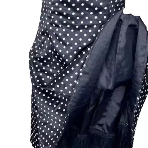JESSICA McCLINTOCK GUNNE SAX Black & white polka dot strapless cocktail dress - Picture 3 of 9